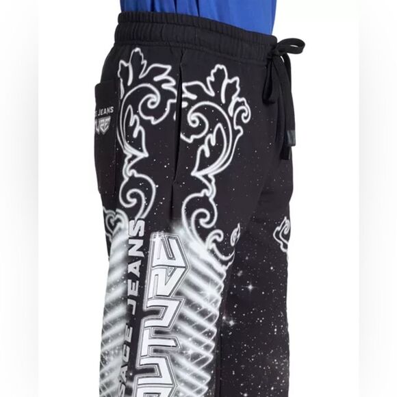 Versace Jeans Couture Felpa Panel Galaxy Sweatpants in Black-White, New, Size L - Picture 3 of 16